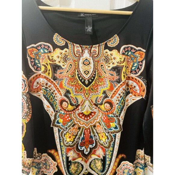 INC International Concepts Embroidered Shift Dress Black 3/4 Sleeve MEDIUM - Picture 5 of 7